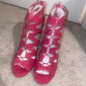 Pink peep toe sandals